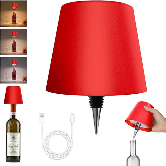 2025 New Wireless Bottle Lamp - LED Bottle Lights for Liquor & Wine Bottles, Cordless Lampshade, Whiskey Bottle Top Light, Bottle Stopper Night Light Kit, Rechargeable 3-Tone Touch-Dimmable - Bloomnest