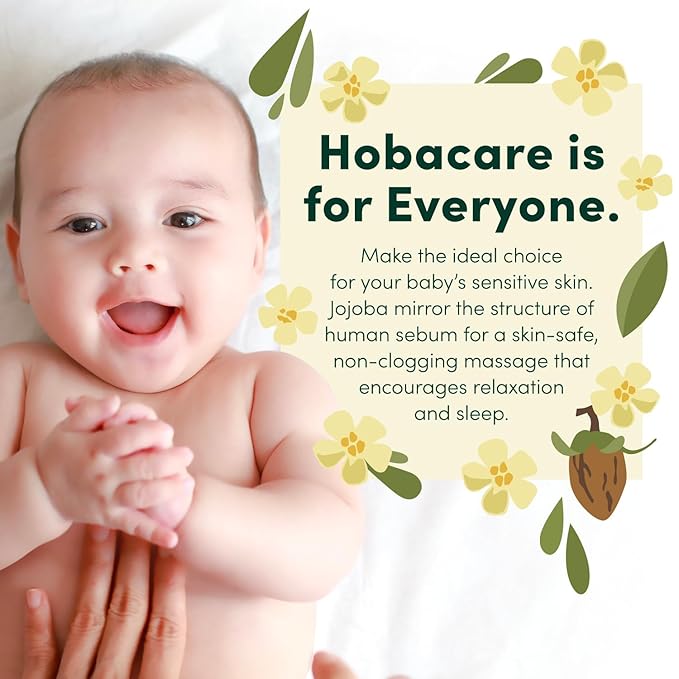 HobaCare Organic Jojoba Baby Oil with Pump Dispenser – 100% Pure Natural Unrefined Unscented Hexane Free Cold Pressed Jojoba Oil for Baby Hair, Infant Skin, Scalp Moisturizing (8.45 oz) - Bloomnest