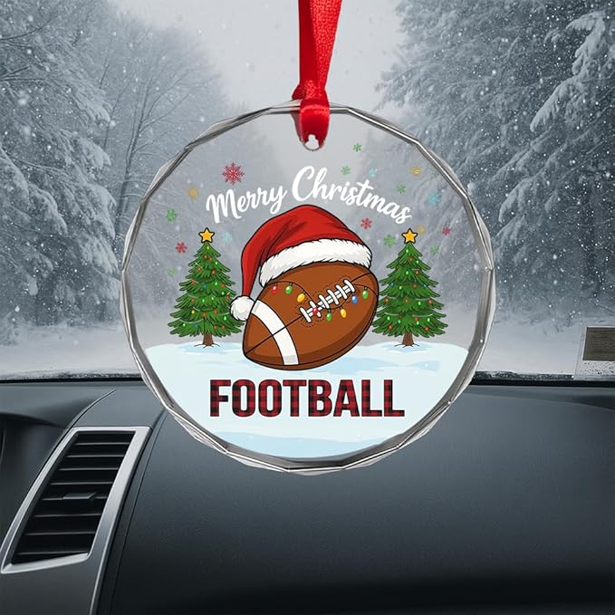 Football Glass Ornament – Handcrafted Hanging Decoration, Elegant Keepsake with Unique Football Design, for Home, Holiday Tree, or Special Occasion - Bloomnest