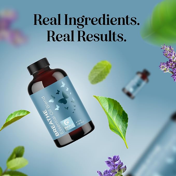 Breathe Essential Oil for Diffuser - Invigorating and Refreshing Breathe Essential Oil Blend with Eucalyptus Peppermint Tea Tree and Mint for Diffusers for Home and Shower Aromatherapy (4 Fl Oz) - Bloomnest