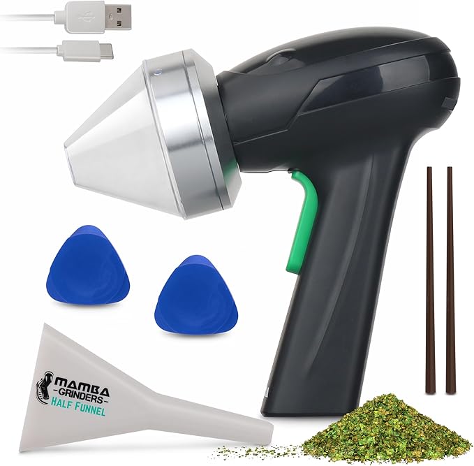 Mamba Monster 3.5g Electric Herb Grinder. Large Capacity Portable Metal Herbal Machine & Spice Mill for the Kitchen (Silver) - Bloomnest