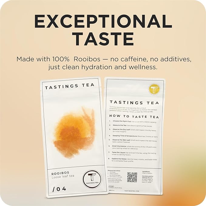Tastings Tea Rooibos - 8 oz Loose Leaf | South African Herbal Flavour| Caffeine Free - Bloomnest