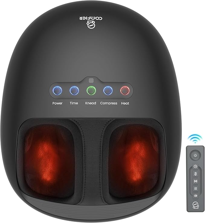 COMFIER Shiatsu Heated Foot Massager with Heat for Plantar Fasciitis Neuropathy, Deep Kneading Vibration Feet Massager for Mon Dad Men Women-Home Office Use - Bloomnest