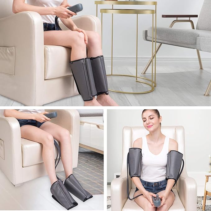 QUINEAR Air Compression Leg Massager for Circulation & Pain Relief, Calf Massagers with 2 Modes & 3 Intensities, Sequential Compression Device (SCD) for RLS, Edema, FSA-HSA - Ideal Gift - Bloomnest