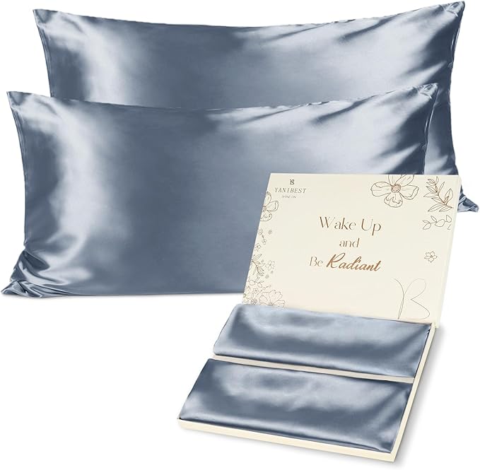 Yanibest Satin Pillowcase, King Size Pillow Cases Set of 2 - Silk Pillow Cases for Hair and Skin with Zipper, Silk Pillow Cases King for 20"x36", Exquisite Packaging for Women Men - Bloomnest