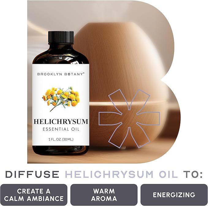 Brooklyn Botany Helichrysum Essential Oil - 100% Pure and Natural - Premium Grade Oil with Dropper - for Aromatherapy and Diffuser - 1 Fl Oz - Bloomnest