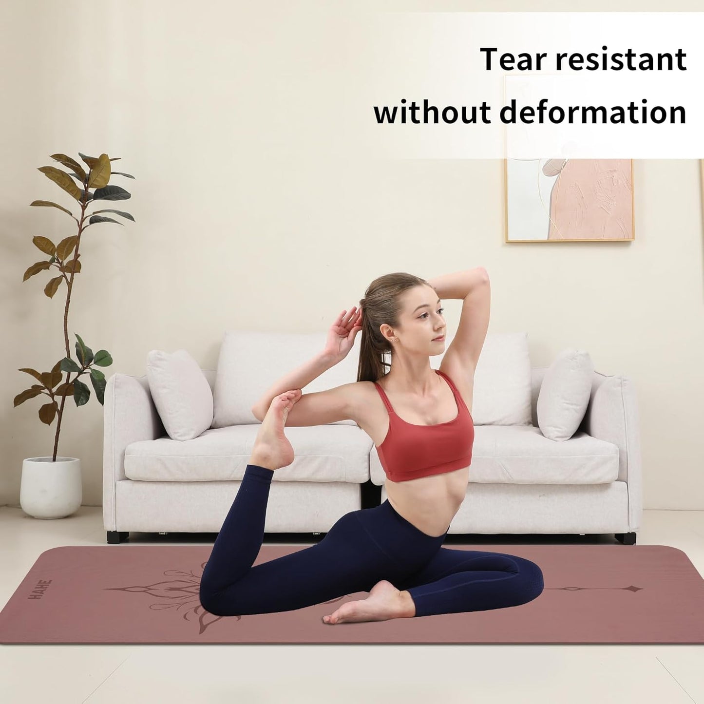 HAHE Yoga Mat Thick (8MM,1/3"), Eco-Friendly POE Non Slip Yoga Mat, High Rebound & Shock Absorption, Anti-Tear & Sweat-Resistant for Yoga, Fitness, Home, Workouts, Large Pilates Mats 72"x24" with Carrying Strap