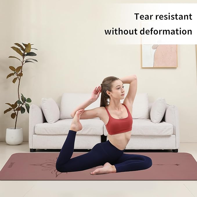 HAHE Yoga Mat Thick (8MM,1/3"), Eco-Friendly POE Non Slip Yoga Mat, High Rebound & Shock Absorption, Anti-Tear & Sweat-Resistant for Yoga, Fitness, Home, Workouts, Large Pilates Mats 72"x24" with Carrying Strap - Bloomnest