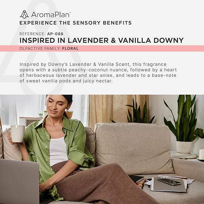 AromaPlan Scents, Clean Smelling Essential Oils,Inspired by Lavender & Vanilla Downy (5 Fl Oz /148ml)-Fresh Scent Essential Oil for Diffuser,USA Fragrance, Bigger Bottle, Bolder Aroma & Longer Lasting AromaPlan