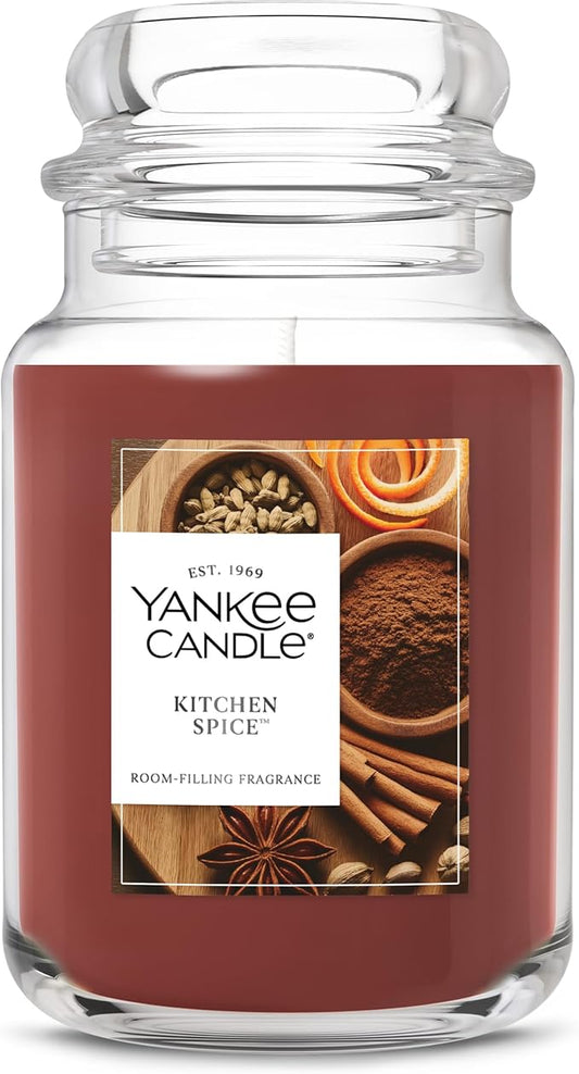 Yankee Candle Kitchen Spice, Fall Scented Candle, 22oz Large Jar with up to 150 Hour Burn Time - Bloomnest