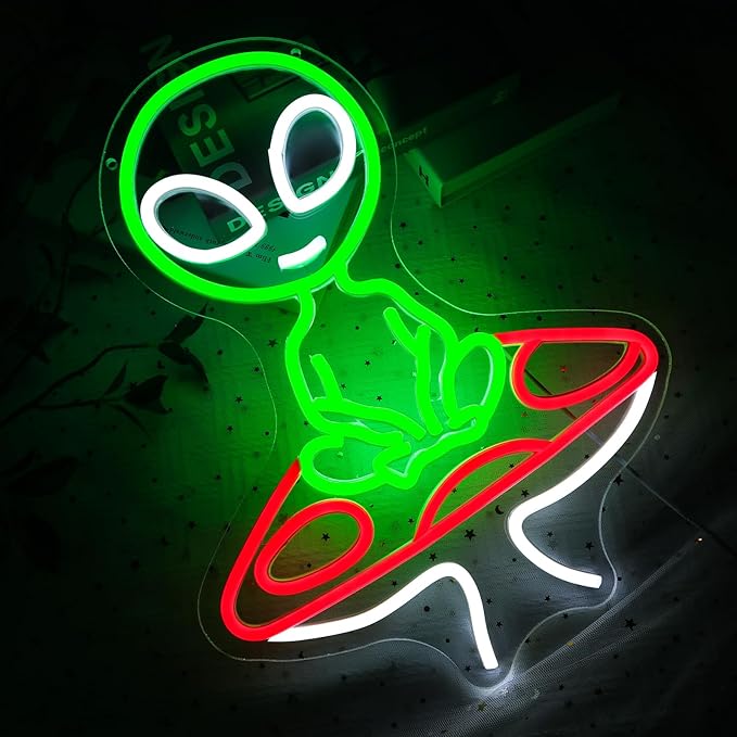 Mushroom Alien Neon Sign for Wall Decor, USB Dimmable Green Alien Neon Lights for Bedroom, Home, Game Room, Party, Beer Bar, Hip Hop Pub, Man Cave, Yoga Gifts - Bloomnest