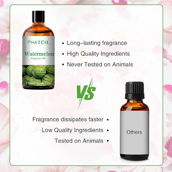 PHATOIL 3.38FL.OZ Watermelon Fragrance Oils for Aromatherapy, Essential Oils for Diffusers for Home, Perfect for Diffuser, Yoga, Skin Care, DIY Candle and Soap Making - 100ml - Bloomnest