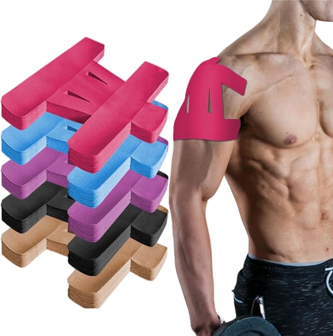 IEADEN Precut Kinesiology Tape for Shoulder, 10 Pcs - Shoulder Support & Stability, Shoulder Pain Relief Athletic Tape - Waterproof & Elastic, Breathable Hypoallergenic Latex-Free Tape, Pink - Bloomnest