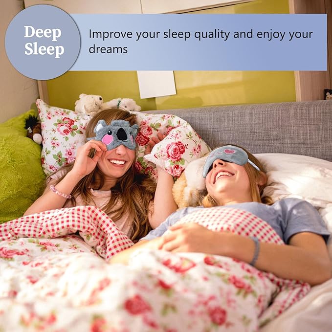Sleep Mask Cute Design for Sleeping, Cartoon Soft Plush Blindfold Funny Animal Eye Cover for Girls Teens Women and Adult Eye Shade (Grey Koala) - Bloomnest