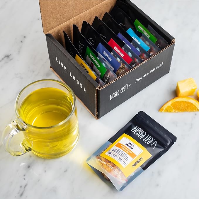 Tiesta Tea - Top 8 Favorites Sampler Set, Loose Leaf, Up to 80 Cups, High to No Caffeine, Hot & Iced, Tea Variety Pack with Green, Herbal, Black & Chai Brew, 8 Sample Pouches - Bloomnest