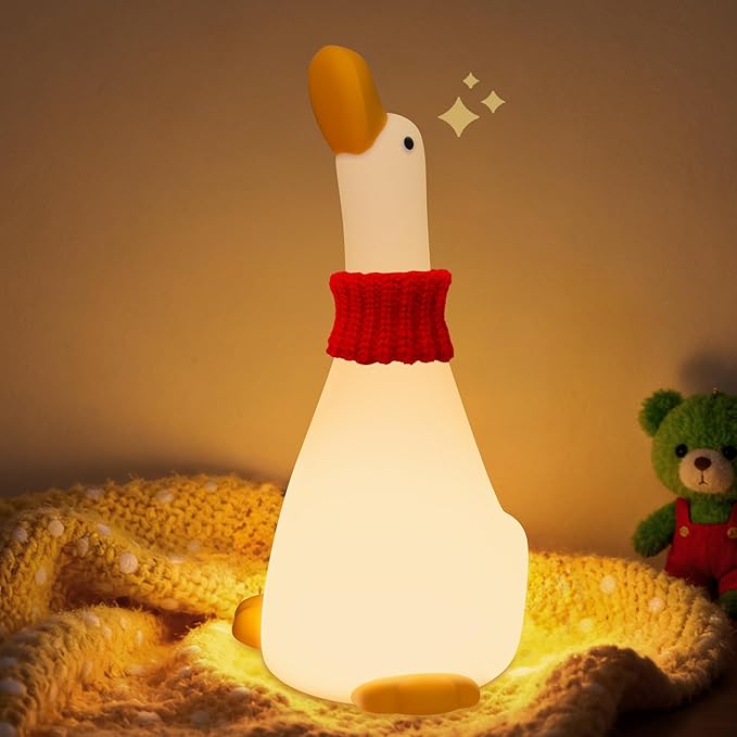 Attivolife Duck Night Light for Nursery, Cute Animal Dream Duck Lamp with Dimmable Timer, Rechargeable Bedroom Bedside Decor Touch Soft Silicone Nightlight, Birthday Xmas Gift for Kid Baby Girl Boy - Bloomnest