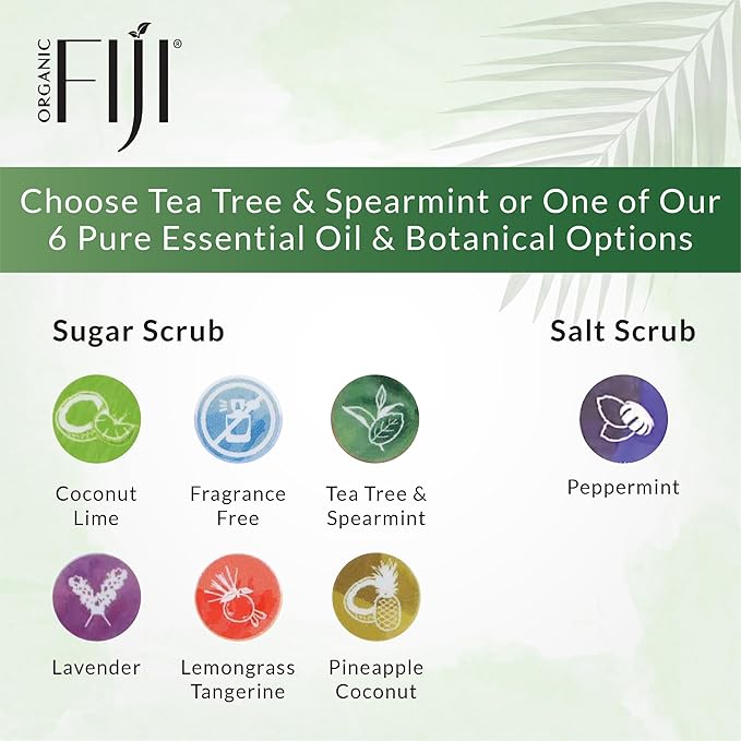 Organic Fiji Coconut Oil Infused Sugar Scrub for Face & Body 20-Ounces (20 Ounce (Pack of 1), Tea Tree Spearmint)