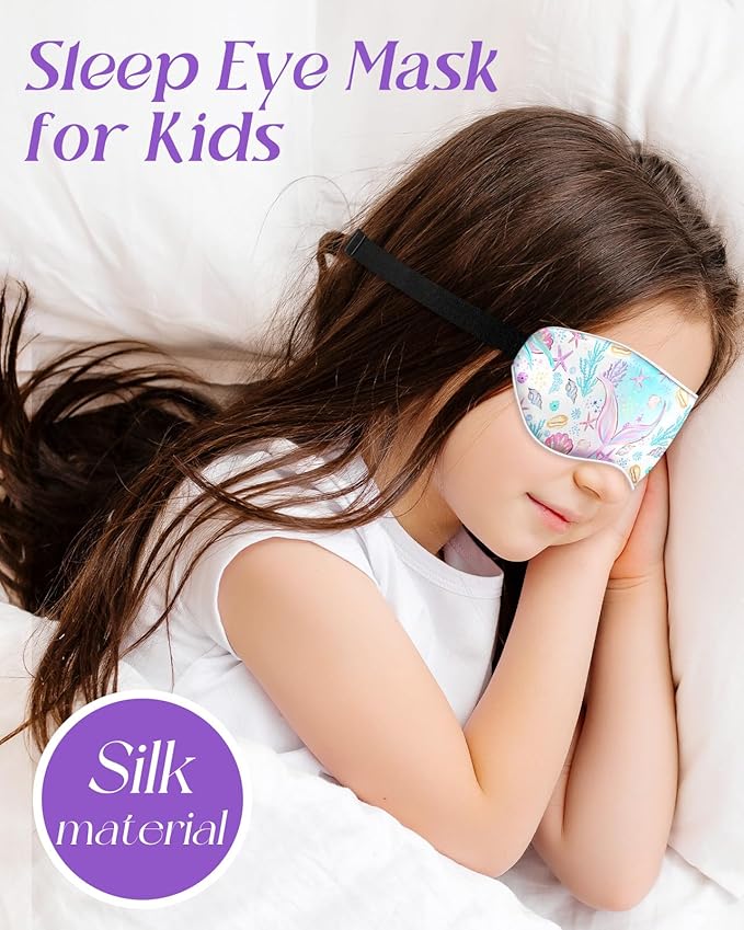 Kids Sleep Mask - Silk Eye Mask for Kids Cute Cartoon Cool Kawaii Soft Smooth Lightweight Boys Girls Teens Sleeping Mask with Adjustable Straps, Fishtail - Bloomnest