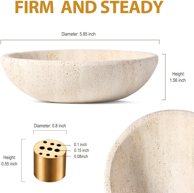 Travertine Incense Holder 2PCS, Natural Marble Incense Holder for Sticks with 9 Incense Holes, Sturdy Incense Burner Ash Catcher, Ideal for Meditation, Relaxing - Bloomnest