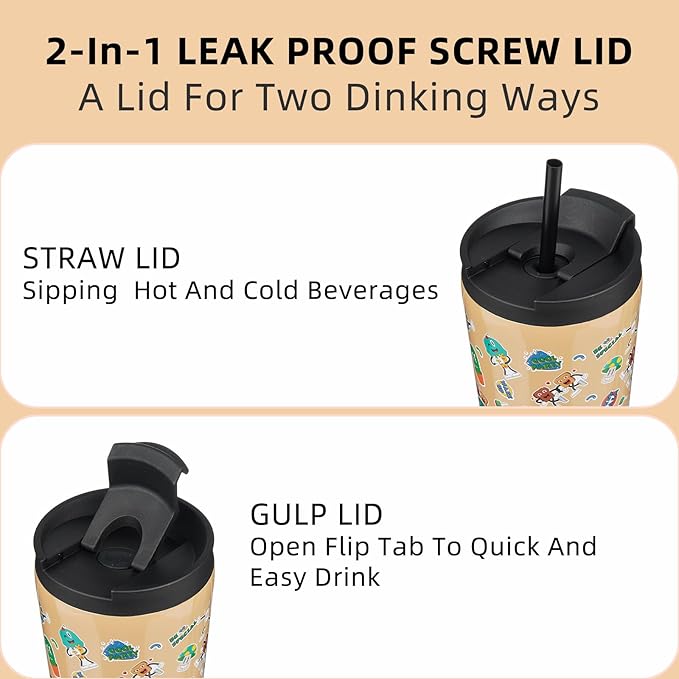 BJPKPK 30oz Tumbler With lid And Straw Stainless Steel Travel Coffee Mug Insulated Tumblers Cups,Spring Party Brown - Bloomnest