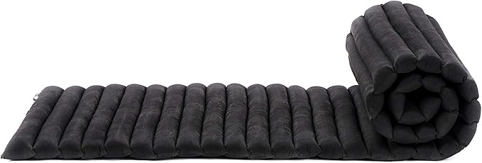 Leewadee - Foldable Floor Mattress - Japanese Roll Up Futon -Trifold Tatami Mat- Guest Floor Bed - Camping Mattress - Thai Massage Mat, Kapok Filled, 75 x 20 inches, Black - Bloomnest
