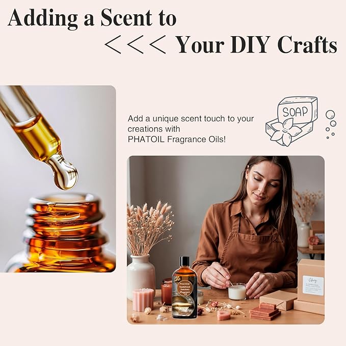 PHATOIL 3.38FL.OZ Sandalwood Sanctuary Fragrance Oils for Aromatherapy, Essential Oils for Diffusers for Home, Perfect for Diffuser, Yoga, Skin Care, DIY Candle and Soap Making - 100ml - Bloomnest