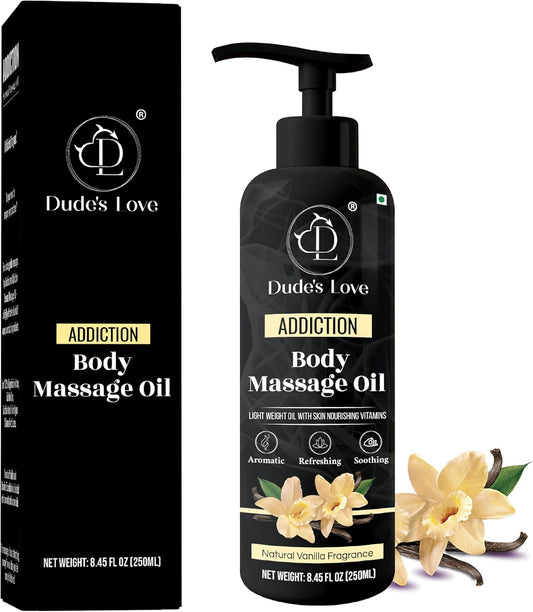 Organic - Vanilla Edible Full Body Massage Oil - No Stain & Non-Sticky | with Fractionated Coconut Oil, Vanilla & Jasmine Oil, Date Night | Massage Oil for Massage Therapy - 8.45 Fl Oz