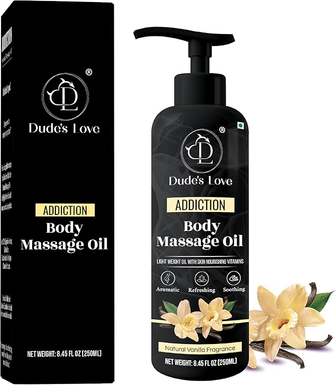 Organic - Vanilla Edible Full Body Massage Oil - No Stain & Non-Sticky | with Fractionated Coconut Oil, Vanilla & Jasmine Oil, Date Night | Massage Oil for Massage Therapy - 8.45 Fl Oz - Bloomnest