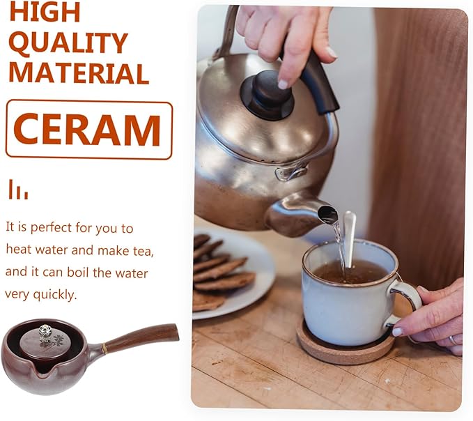 Japanese Style Ceramic Tea Kettle Retro Porcelain Teapot for Home Office Travel Practical Smooth Surface Easy Clean Small Capacity Tea Container in Wine Red