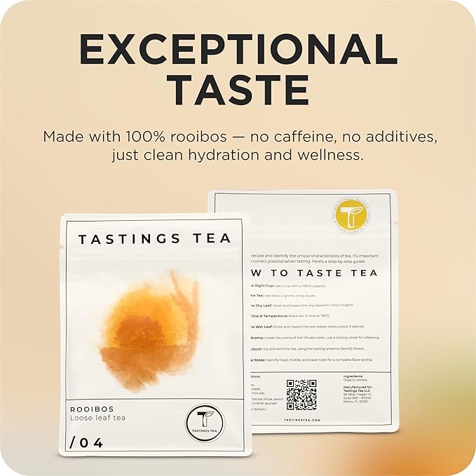 Tastings Tea Rooibos - 4oz Loose Leaf | South African Herbal Flavour| Caffeine Free - Bloomnest