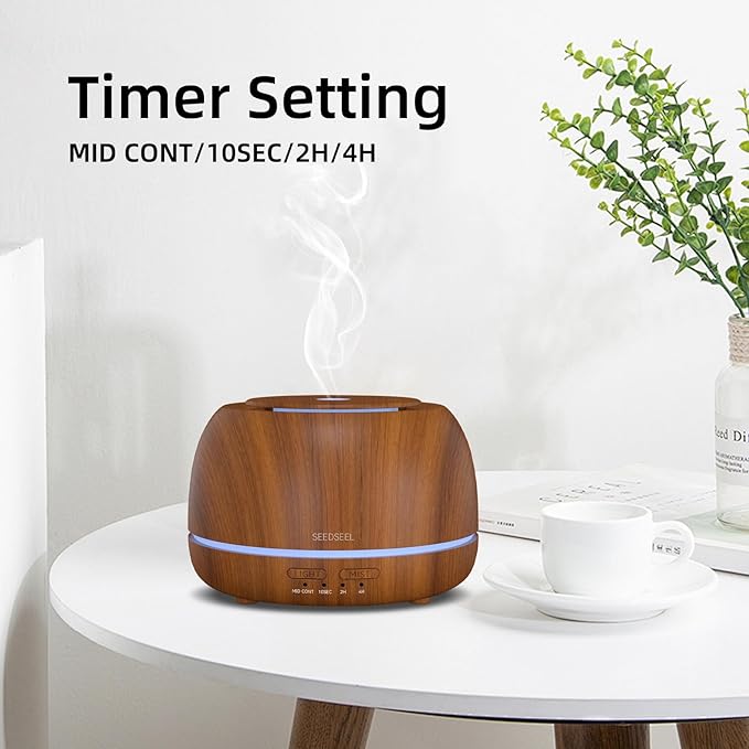 300ML Essential Oil Diffuser with Remote Control,7 LED Colour Lights,4 Timer, Quiet,Ultrasonic Aromatherapy Diffuser for Bedroom, Living Room, Desk,Office - Bloomnest