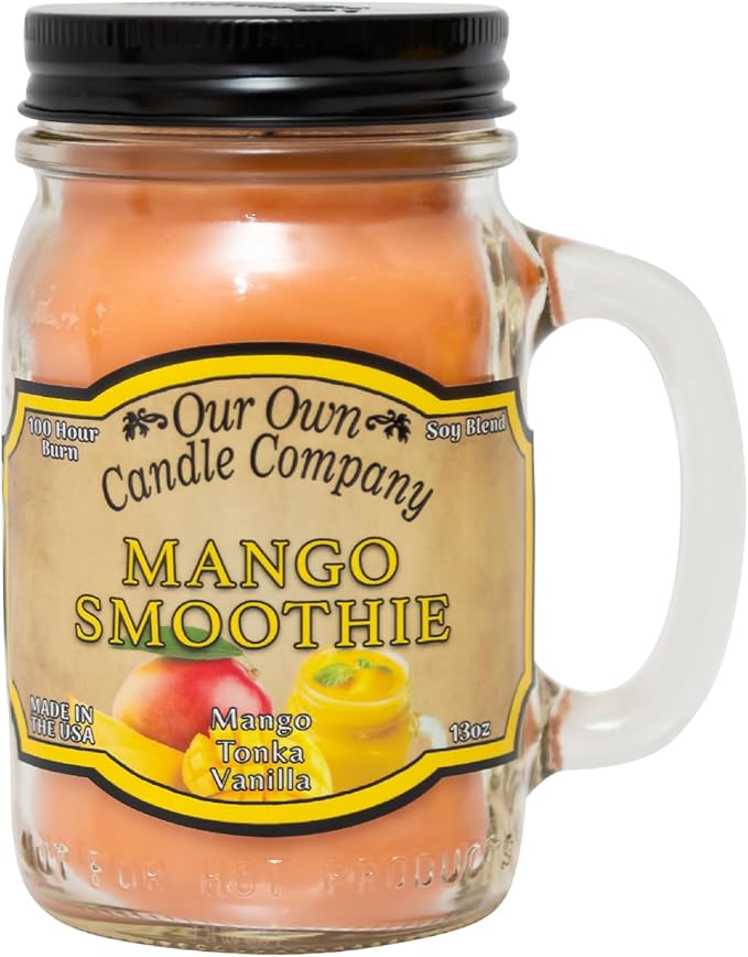 Our Own Candle Company, Mango Smoothie Scented Mason Jar Candle, 100 Hour Burn Time, 13 Ounces - Bloomnest