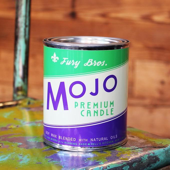 Fury Bros. Scented Candles for Men | Mojo | Frankincense Myrrh Burning Sage | Natural Soy Wax | Hand-Poured in The USA | Long 70-80 Hour Burn (12.5 oz) | Vintage-Inspired Tin Design | Dad Home Gift - Bloomnest