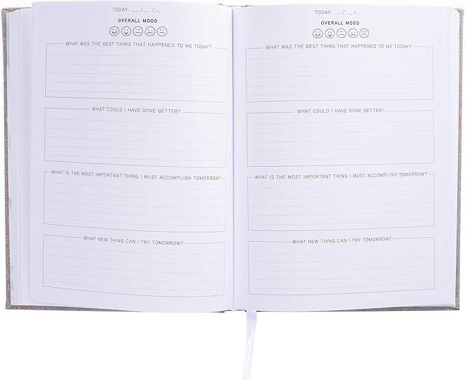 Graphique Self-Care Journal - Positive Mind - 256 Pages - Weekly Quote & Daily Fill in Interiors - Hardbound Fabric Cover - Ribbon Marker (6" x 8") - Bloomnest