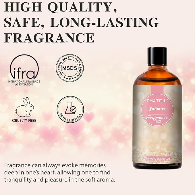 PHATOIL J'admire Fragrance Oils for Aromatherapy, 3.38FL.OZ Diffuser Oils for Home, Perfect for Aromatherapy, Humidifiers, Yoga, DIY Candle and Soap Making - 100ml - Bloomnest