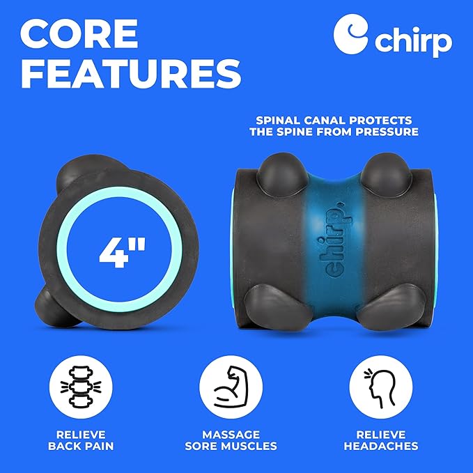 Chirp Wheel XR Massage Roller for Neck & Headache Relief – Rejuvenate Body, Spinal Care & Tension Through Thumb Pressure Release | High-Density Foam for Physical Therapy, 500lbs Capacity, 4" Mint - Bloomnest