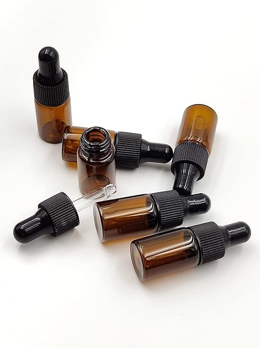 15Packs 3ml Tiny Amber Glass Mini Dropper Bottles for Essential Oils, Cosmetics, and Liquid Small Empty Travel Sample Vials with Dropper and Black Caps YYNGJCK
