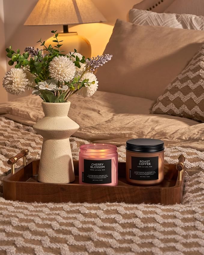 M&SENSE Cherry Blossom Scented Spring Candle, 70 Hours Long Lasting Soy Wax 11.6oz Stress Relief Aromatherapy Candles, Romantic Gifts for Women, Glass Jar for Bedroom Decor - Bloomnest