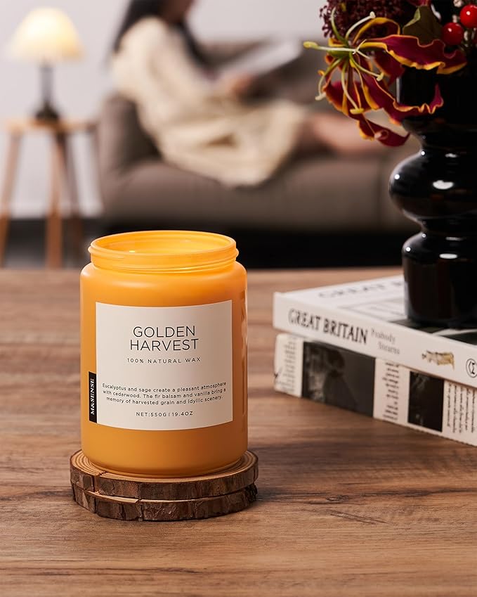 M&SENSE Fall Harvest Scented Candles, 19.4oz 110 Hours Large Natural Soy Long Lasting Slow Burning 2 Wick Scented Candle for Relaxing Stress Relief & Holiday - Bloomnest