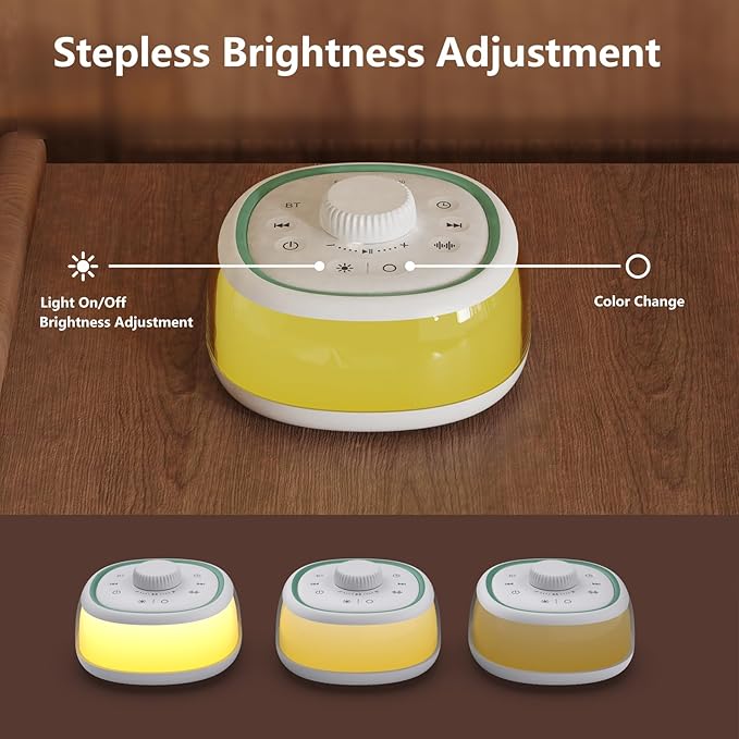 DONOW White Noise Sound Machine with Light Bluetooth, 30 Soothing Sounds, Knob Volume Control, 8 Colors Night Light with Memory Function Sleep Timer, White Noise Machine for Sleeping Adults Baby - Bloomnest