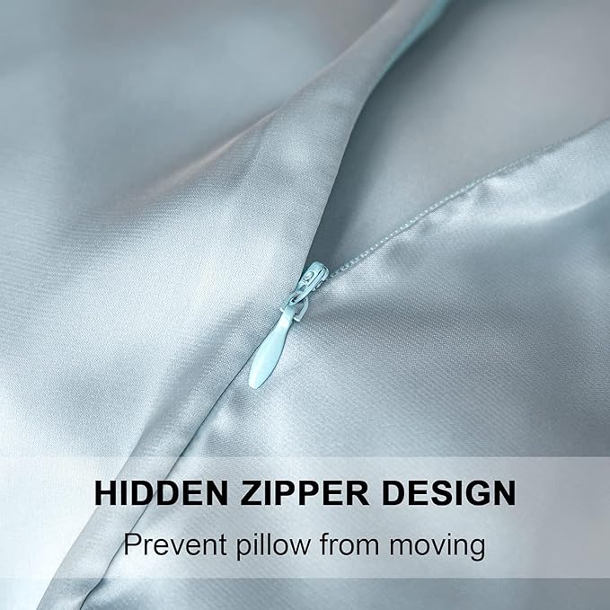 Mulberry Silk Pillowcase for Hair and Skin,Cooling Silk Pillow Case with Hidden Zipper,Allergen Proof Dual Sides Soft Breathable Smooth Silk Pillow Cover for Women (Aqua Blue, Body) - Bloomnest