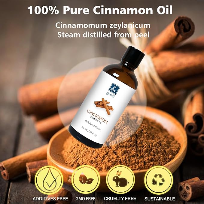 Cinnamon Essential Oil, 100% Pure Undiluted Cinnamon Oil for Diffuser, Massage - 100ml/3.38 oz - Bloomnest