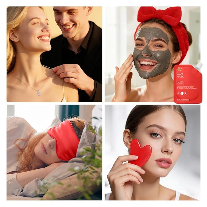 25 Pcs Valentines Day Gifts for Women, Red Rose Bath & Body Gift Set, Hydrating Skin Care Set, Luxury Self Care Gifts, Cosmetic Bag, Face Serum, Necklace, Christmas, Birthday, Mothers Day - Bloomnest