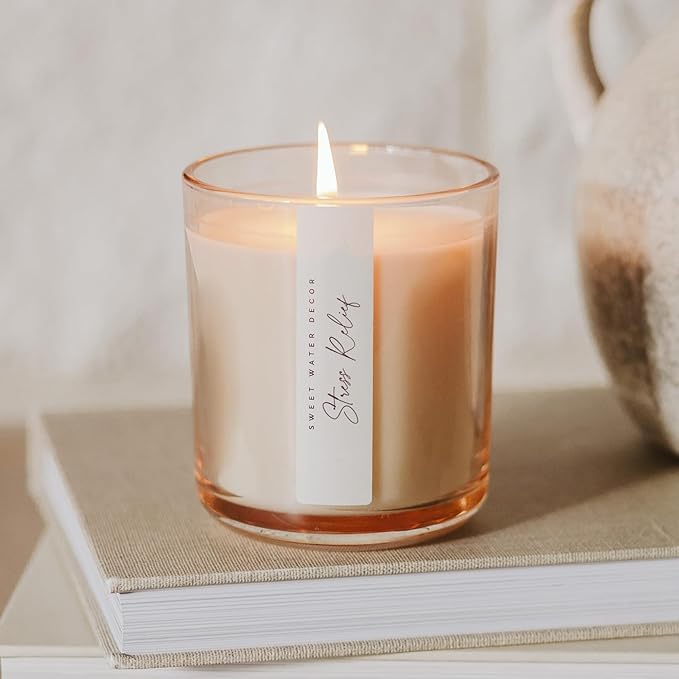 Sweet Water Decor Citrus Calm Scented Soy Candles – Lemon, Orange, Eucalyptus, Parsley, Lavender, Sage – Fresh & Calming Aroma – 50 Hour Burn – 12oz Tinted Glass Jar for Home Decor and Bedroom Decor - Bloomnest