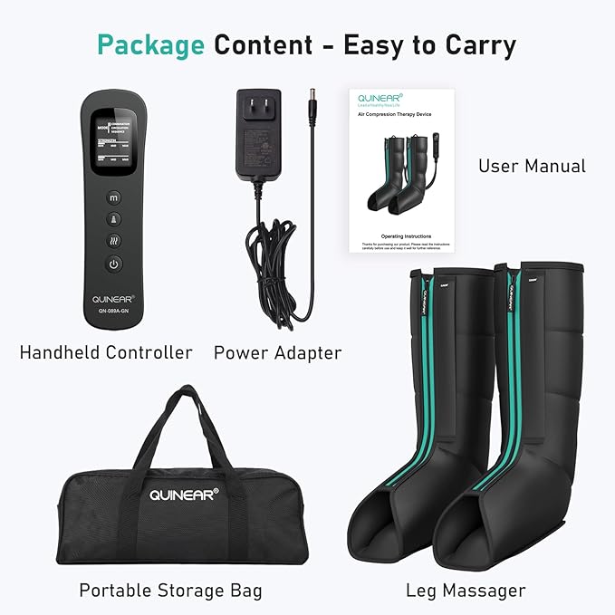 QUINEAR Leg Massager for Circulation and Pain Relief, Heating Leg Compression Massager with 3 Modes, Foot and Calf Massager with 3 Intensities 3 Heats - Gift for Mom and Dad - Bloomnest