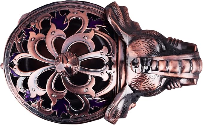 K COOL Metal Backflow Incense Holder Elephant Cone Incense Burner Candle Holder with Lid, Aromatherapy Ornament Home Office Decoration for Indoor Outdoor (Purple) - Bloomnest