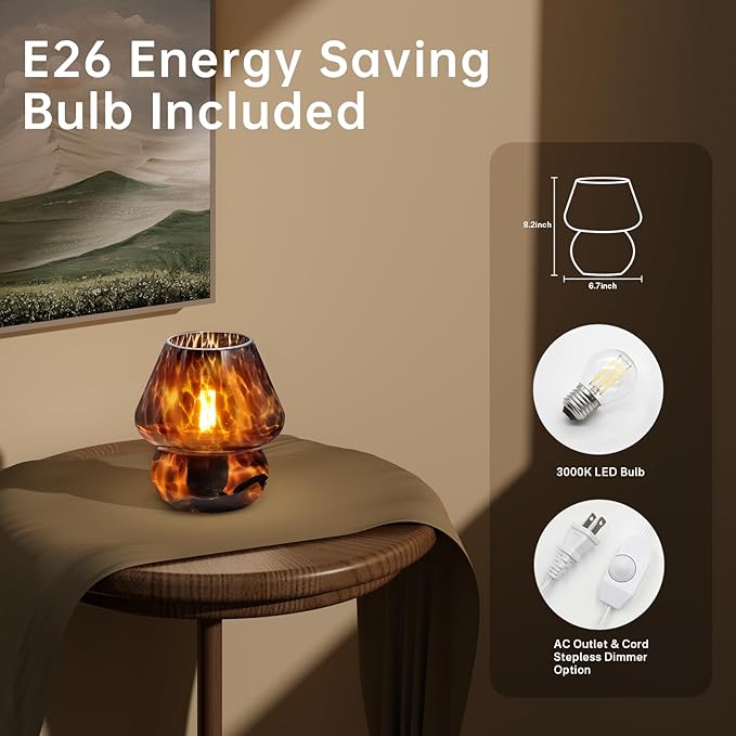 Mushroom Lamp Small Lamp Table Lamp for Bedroom, Desk Bedside Lamps for Living Room,Mushroom Decor Cute Mini Modern Mid Century Lamps for Night Stands,Aesthetic Home Living Room Decor(Black) - Bloomnest