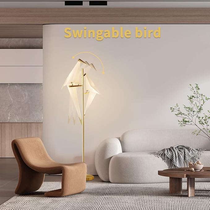 MORE CHANGE 68In Modern LED Floor Lamp, Bird Floor Light Gold Metal Fixtures for Living Room Bedroom Dinning Room Office (2 Birds) - Bloomnest