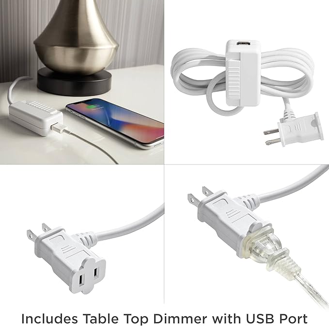 Kathy Ireland Mulholland Traditional Vintage Table Lamp with White USB Charging Dimmer Cord 37" Tall Bronze Golden Marbleized White Bell Shade for Living Room Bedroom House Bedside Nightstand - Bloomnest