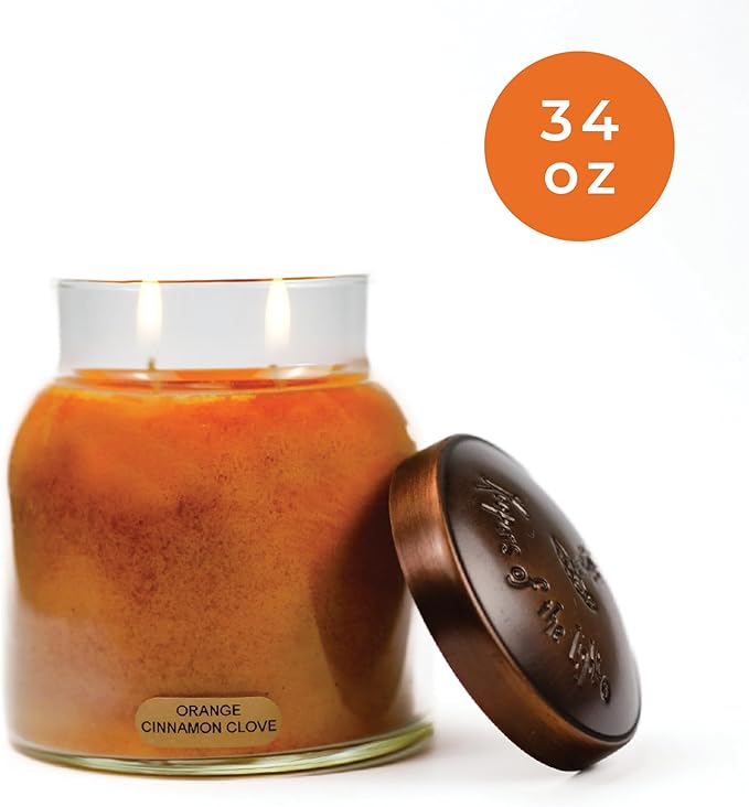 A Cheerful Giver — Orange Cinnamon Clove - 34oz Papa Scented Candle Jar with Lid - Keepers of the Light - 155 Hours of Burn Time, Gift for Women, Orange - Bloomnest